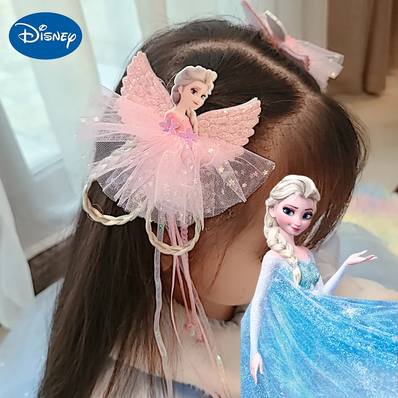 Disney Frozen Elsa Princess Cute Wig Braid Hairpin Girls Hair Bowknot accessories Cartoon Decoration for Children Hair Clip Gift