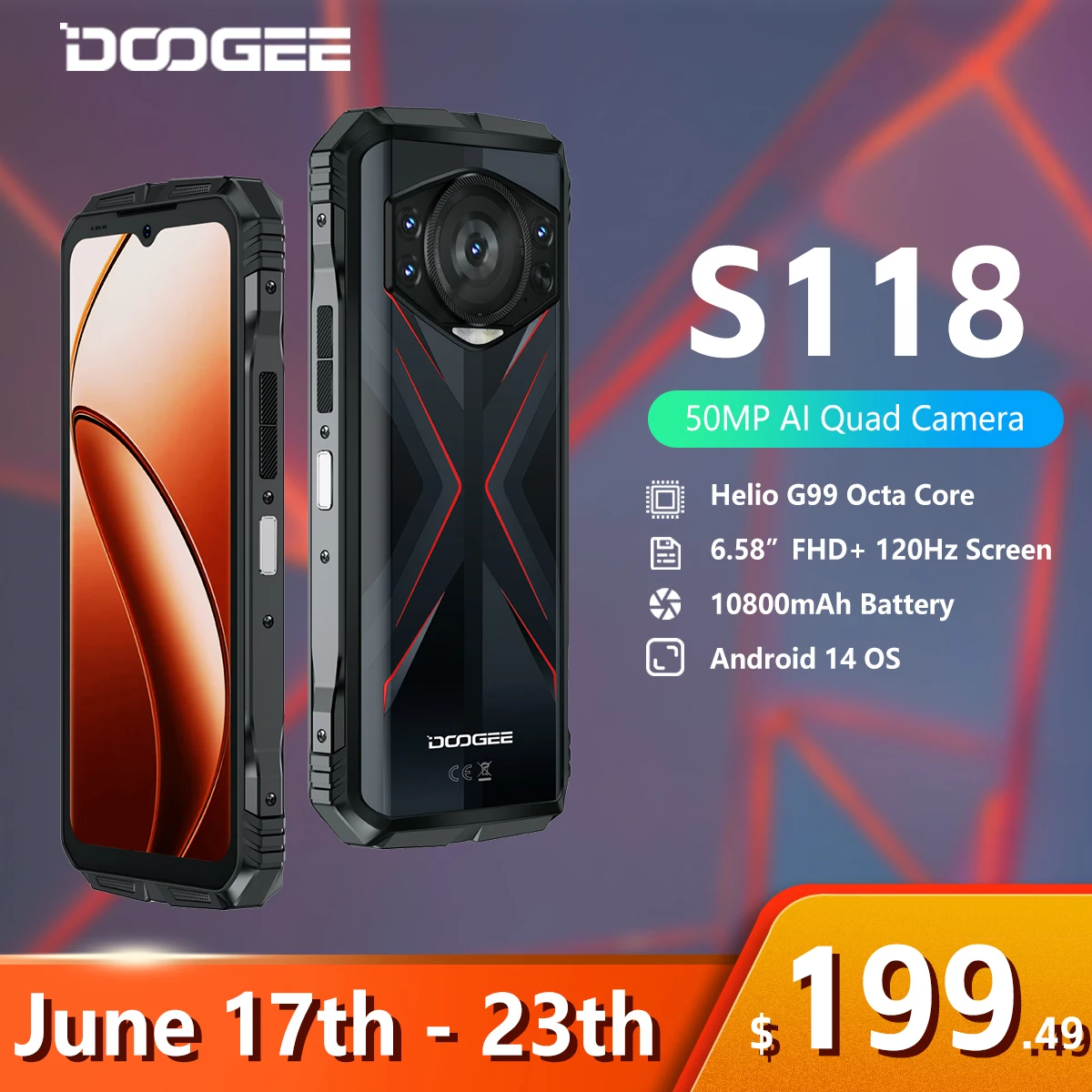 [World Premiere] DOOGEE S118 Rugged Smartphone 20GB(8GB+12GB Extended)  512GB 6.58