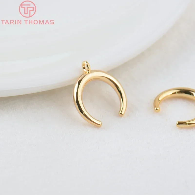 (1372)10PCS 15x16MM Hole 1MM 24K Gold Color Brass Round Pendants Charms High Quality Diy Jewelry Findings Accessories