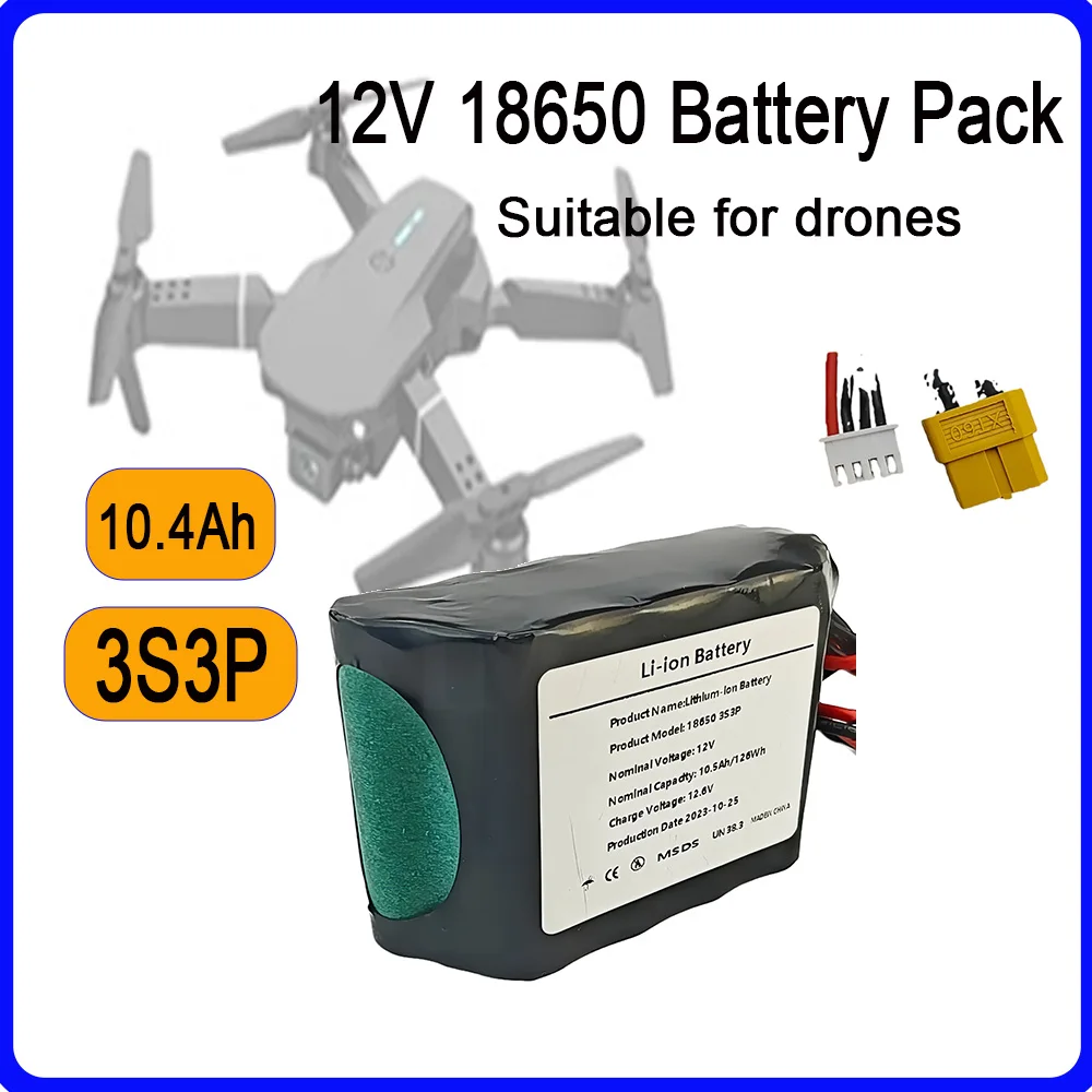 3s3p 12v 10.5Ah Battery  iones  litio   para Parrot Disco varios aviones RC Quadrotor 12,6 V UAV de alta capacidad