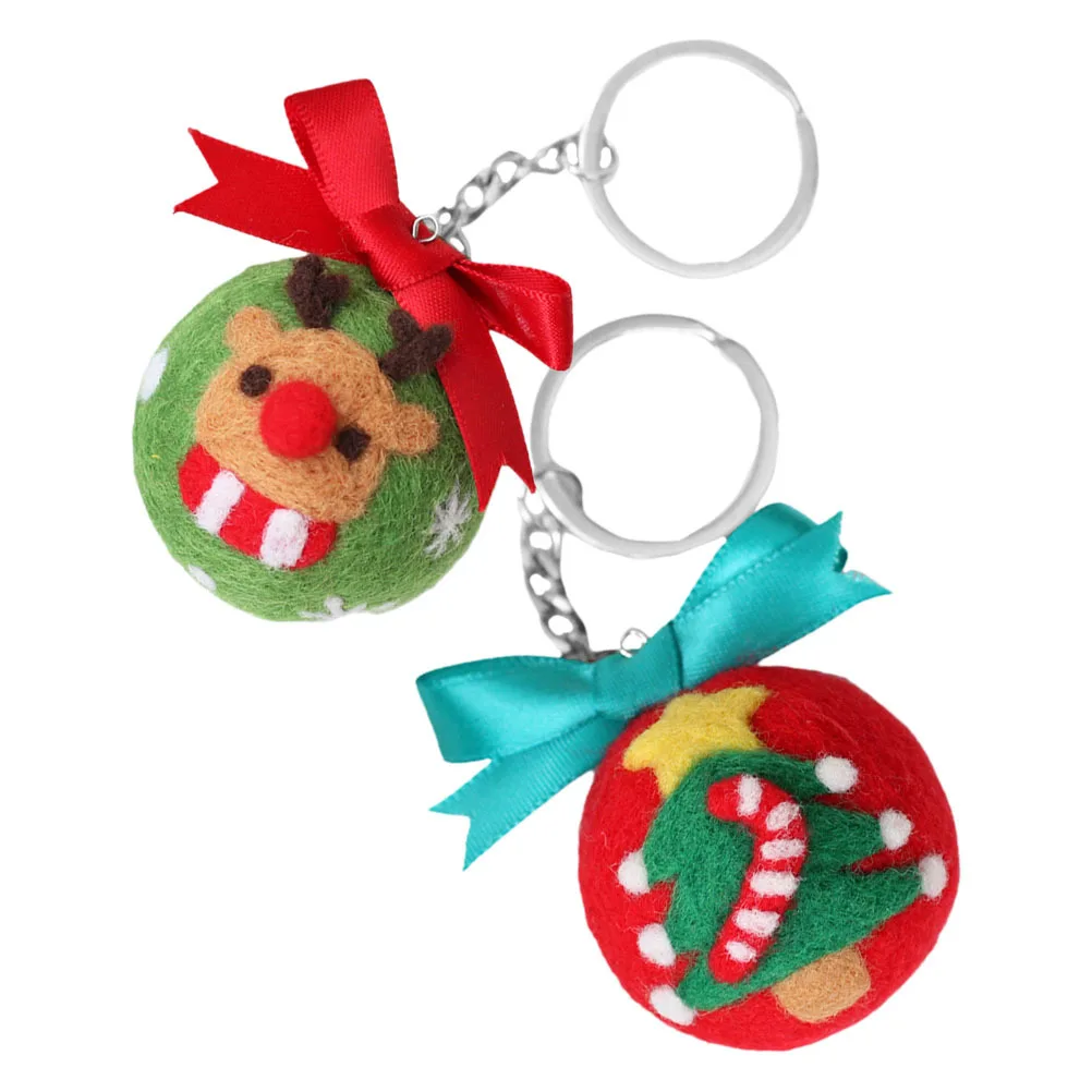 

Wool Felt Keychain Diy Kit Christmas Reindeer Tree Design Handmade Craft For Bag Car Keys Purse Charm Holiday Gift Xmas
