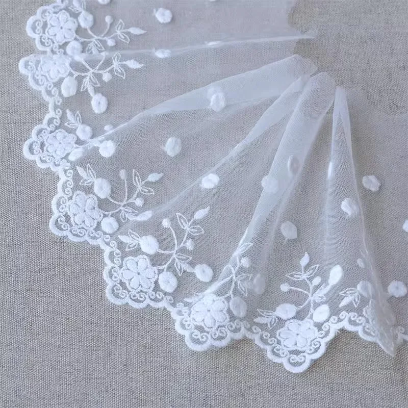 (1 yards/roll) White lace fabric 2024 high quality mesh clothes splicing curtains DIY wedding dresses handmade edge accessories