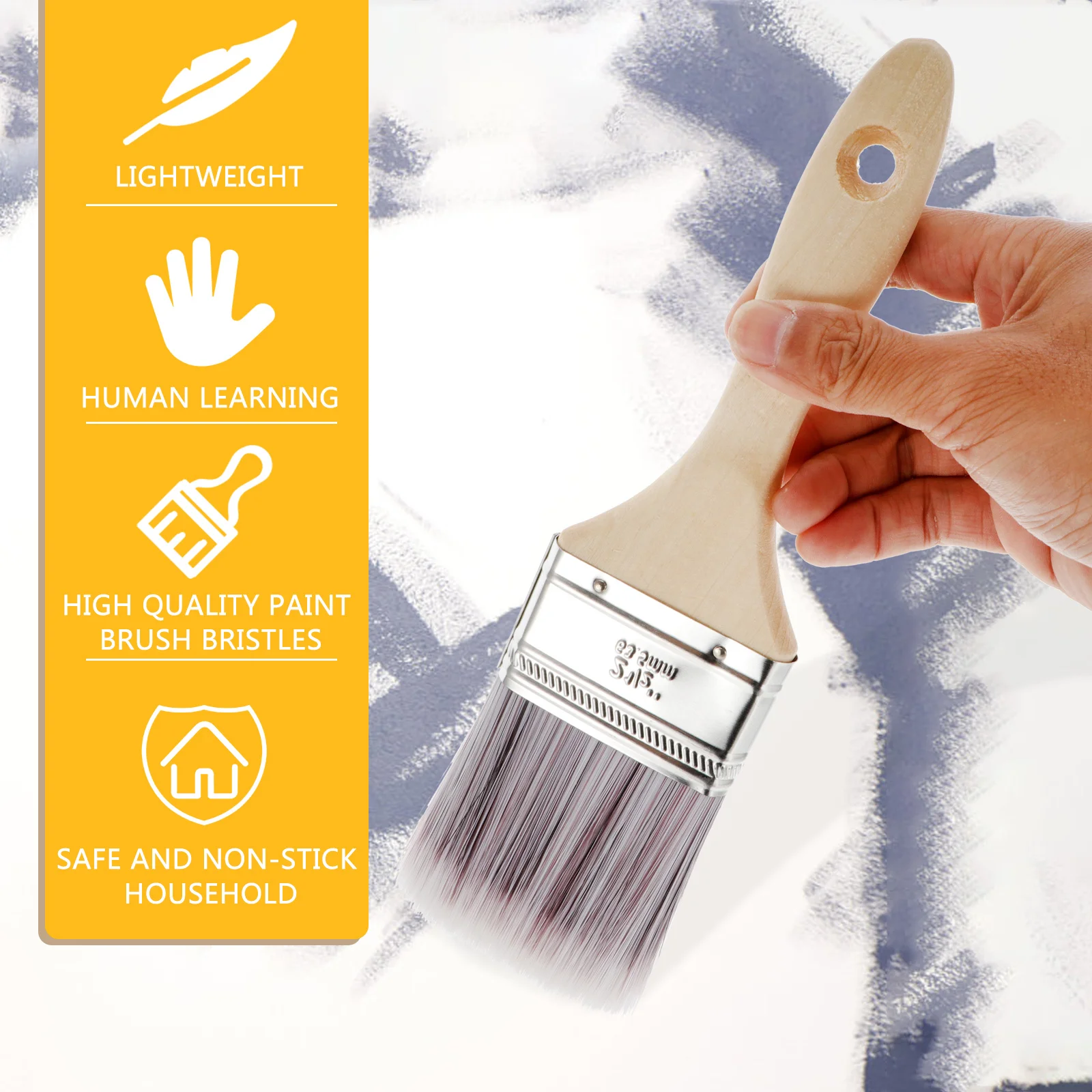 

5 pcs Paint Brushes For Interior Exterior Projects Angle Sash Brush Crisp Lines Professional Nylon Bristles Stain Chip Cleaning