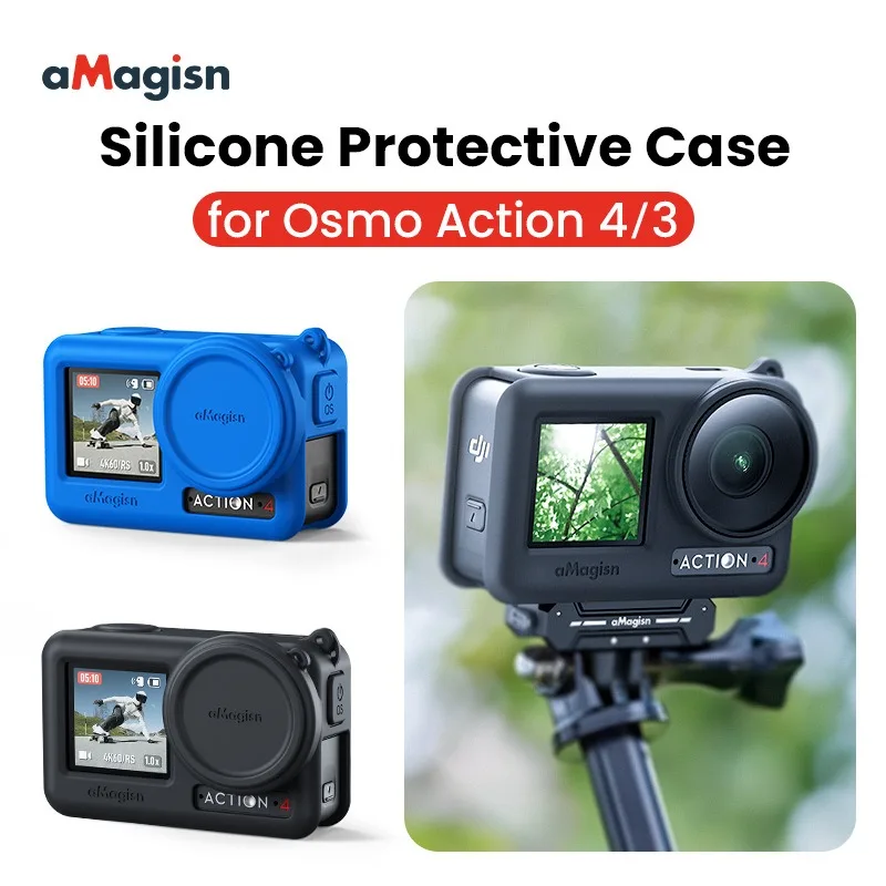 aMagisn Silicone Protective Case Soft Shell Sports Camera Accessory for DJI Osmo Action 4/3