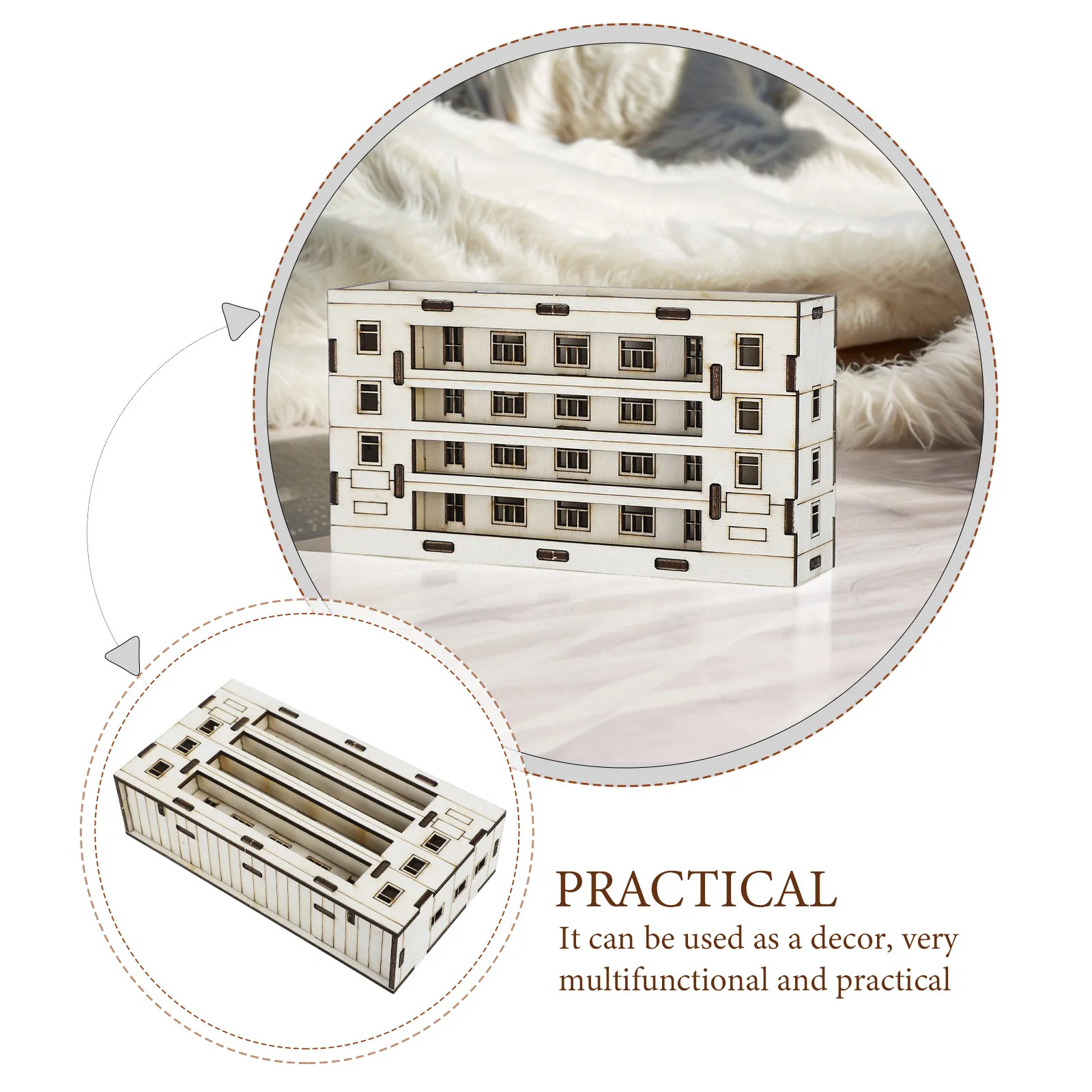 Miniature Wooden House Kit Preassembled for Sand Table Models Micro Landscaping DIY Craft Decor Mini Garden Architecture Scene - view 2