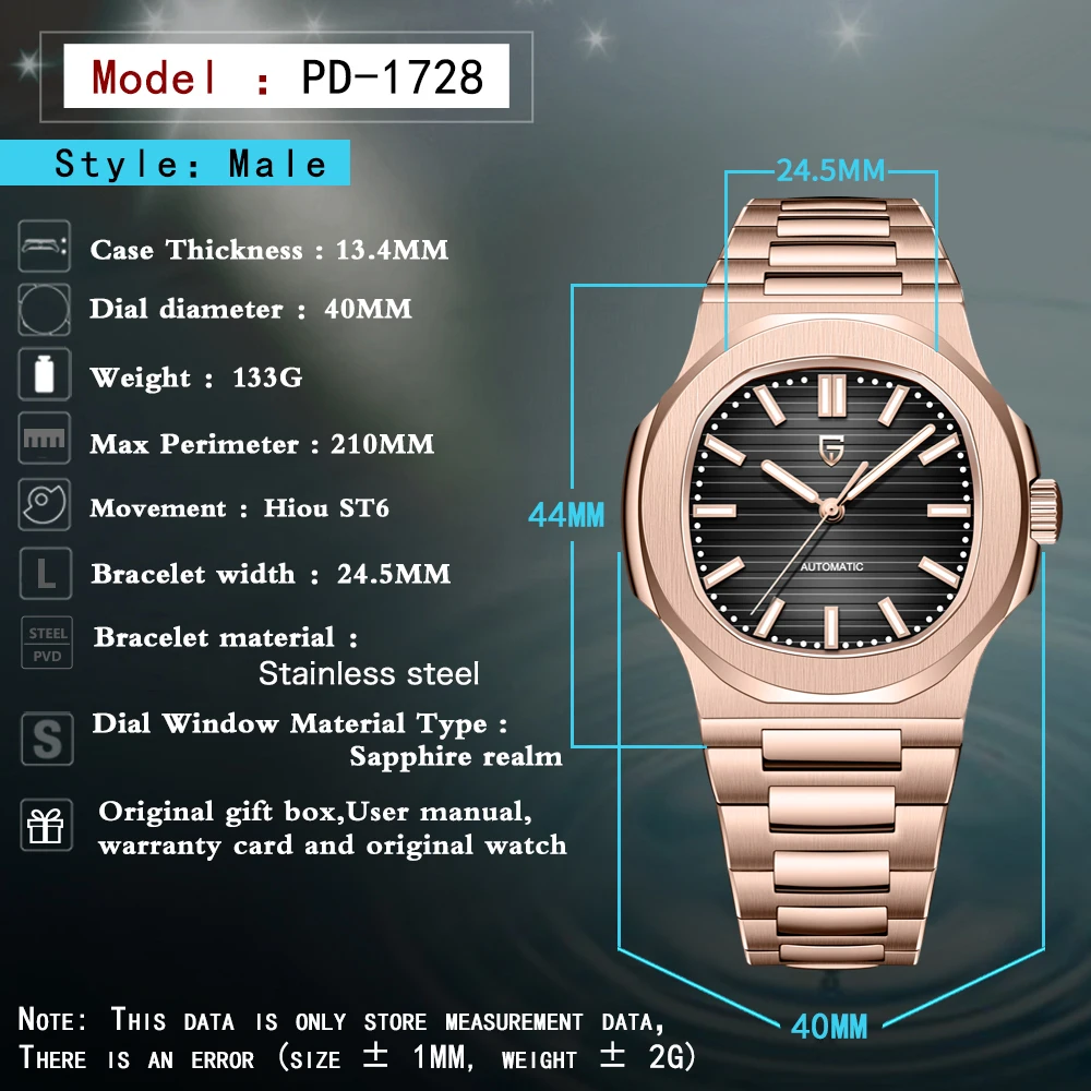 PAGANI DESIGN Rose Gold Automatic Mechanical AR Sapphire thumbnail 6