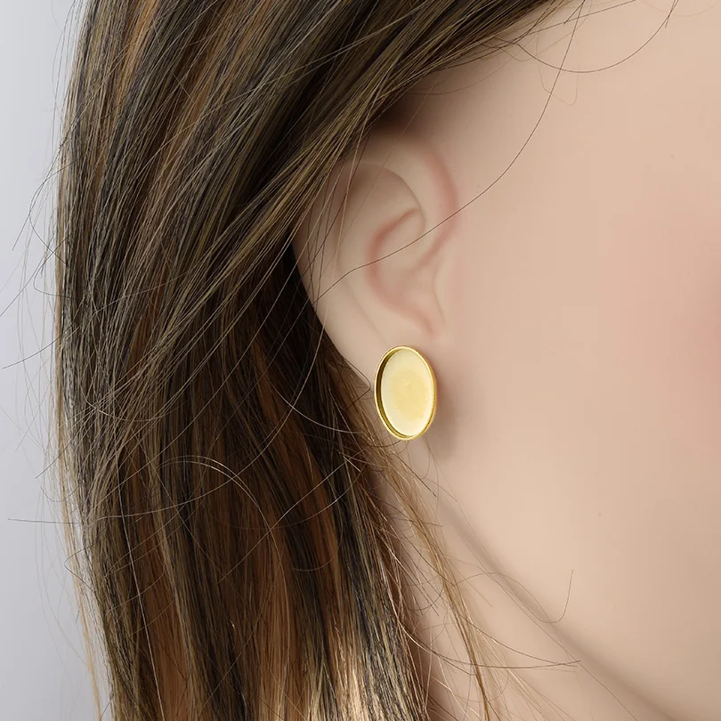 2/4pairs Classic Women's Metal Elliptical Shaped Earrings Jewelry Stainless Steel Material High Quality Earrings Accessories New