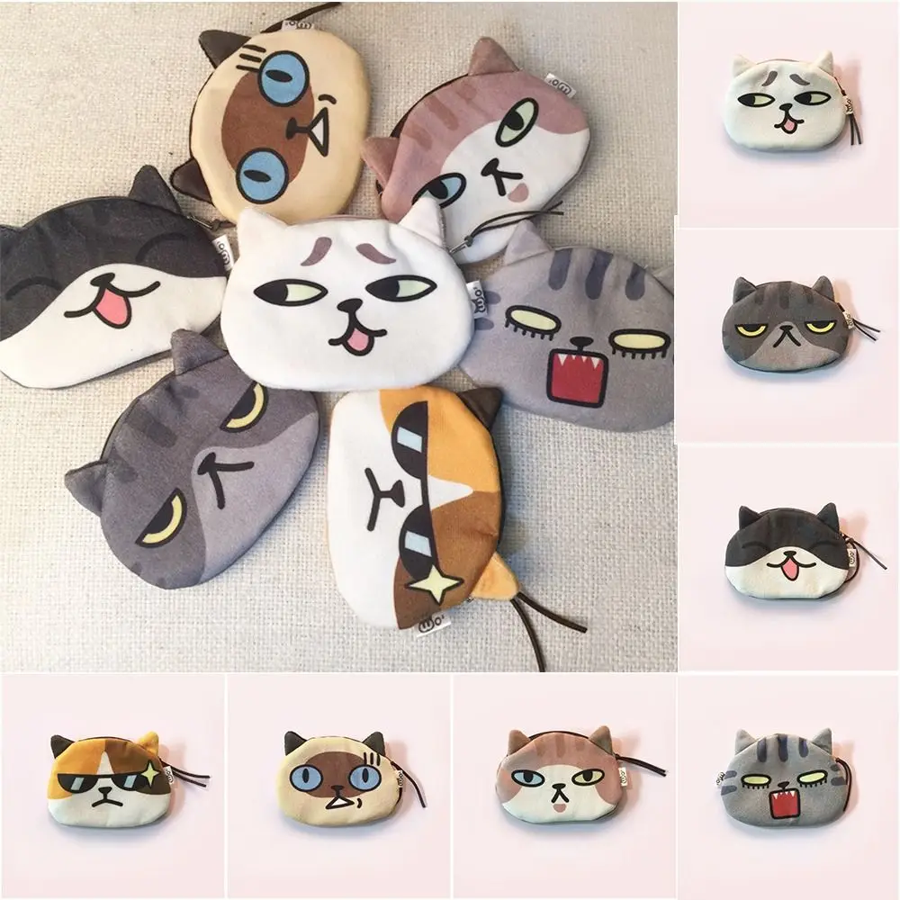 Data Cable Storage Bag Cat Expression Coin Purse Cute Pattern Cartoon Design Cat Earphone Bags Change Storage Bag Outdoor