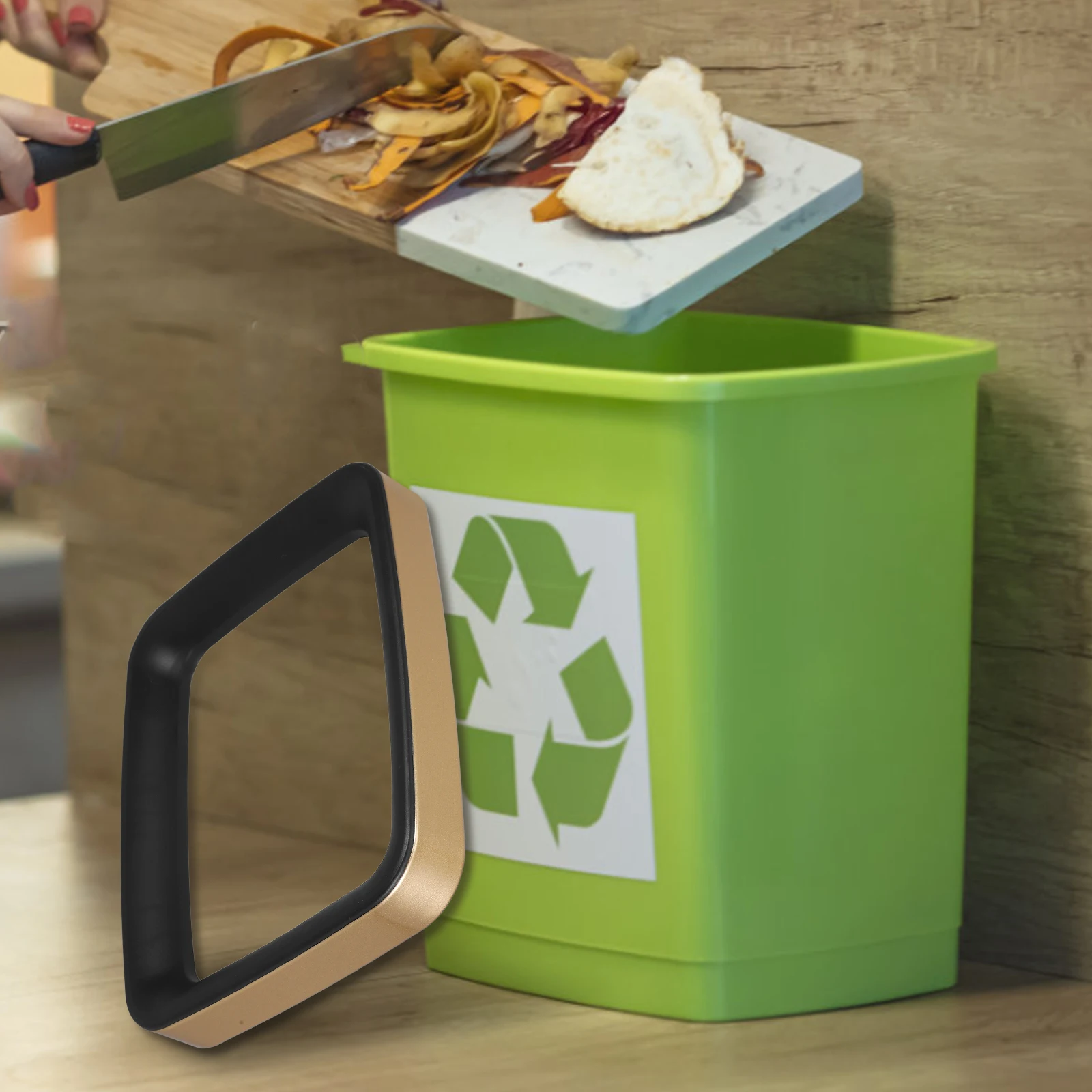 

Rectangular Trash Can Press Ring ABS Material Long Lasting Waste Bin Accessory Garbage Holder Bathroom Rectangle