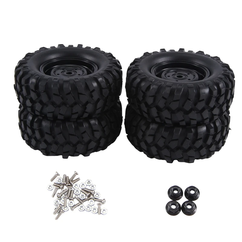 4Pcs 96Mm 1.9 Inch Rubber Wheel Rim Tire Deadlock For 1/10 RC Crawler Car Axial SCX10 HSP Redcat Traxxas Parts Accessories Black