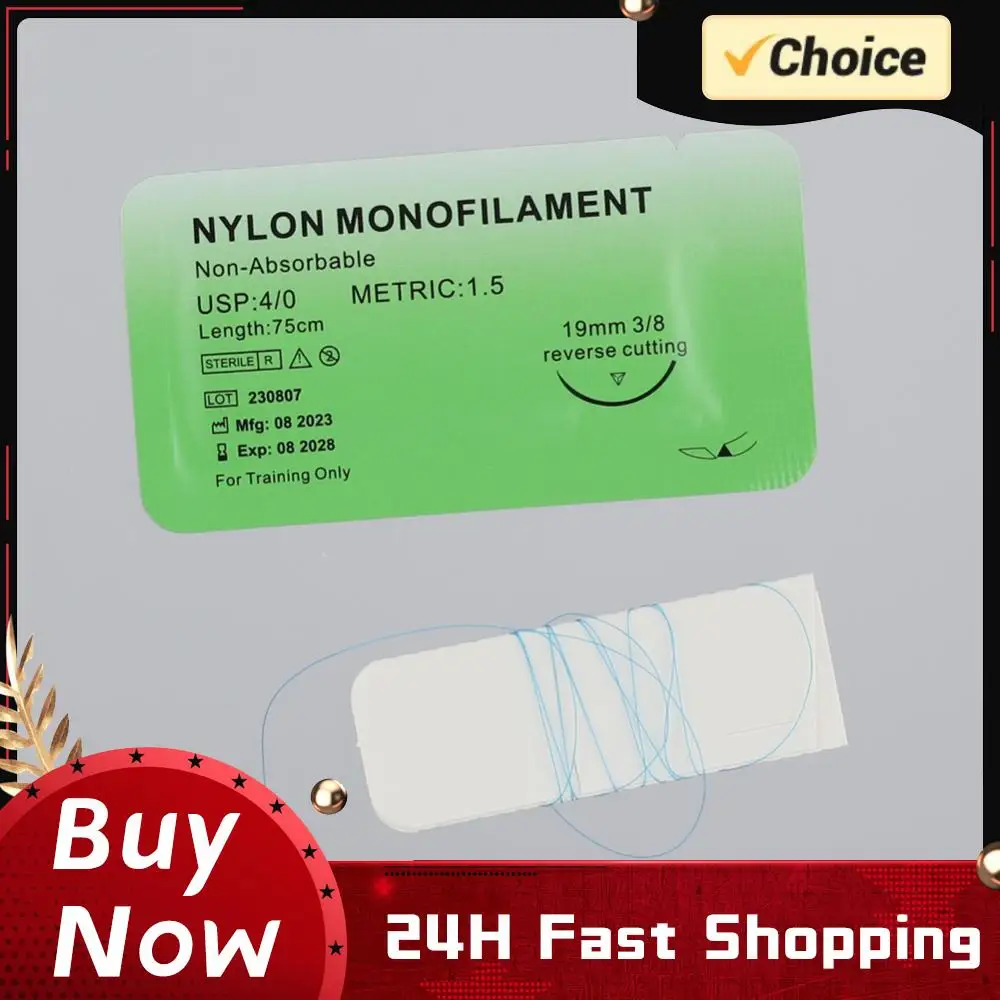 

Набор для наложения швов 4/0: нейлоновые и шелковые нити для ветеринарной практики и обучения студентов-медиков (не для использования при травмах)