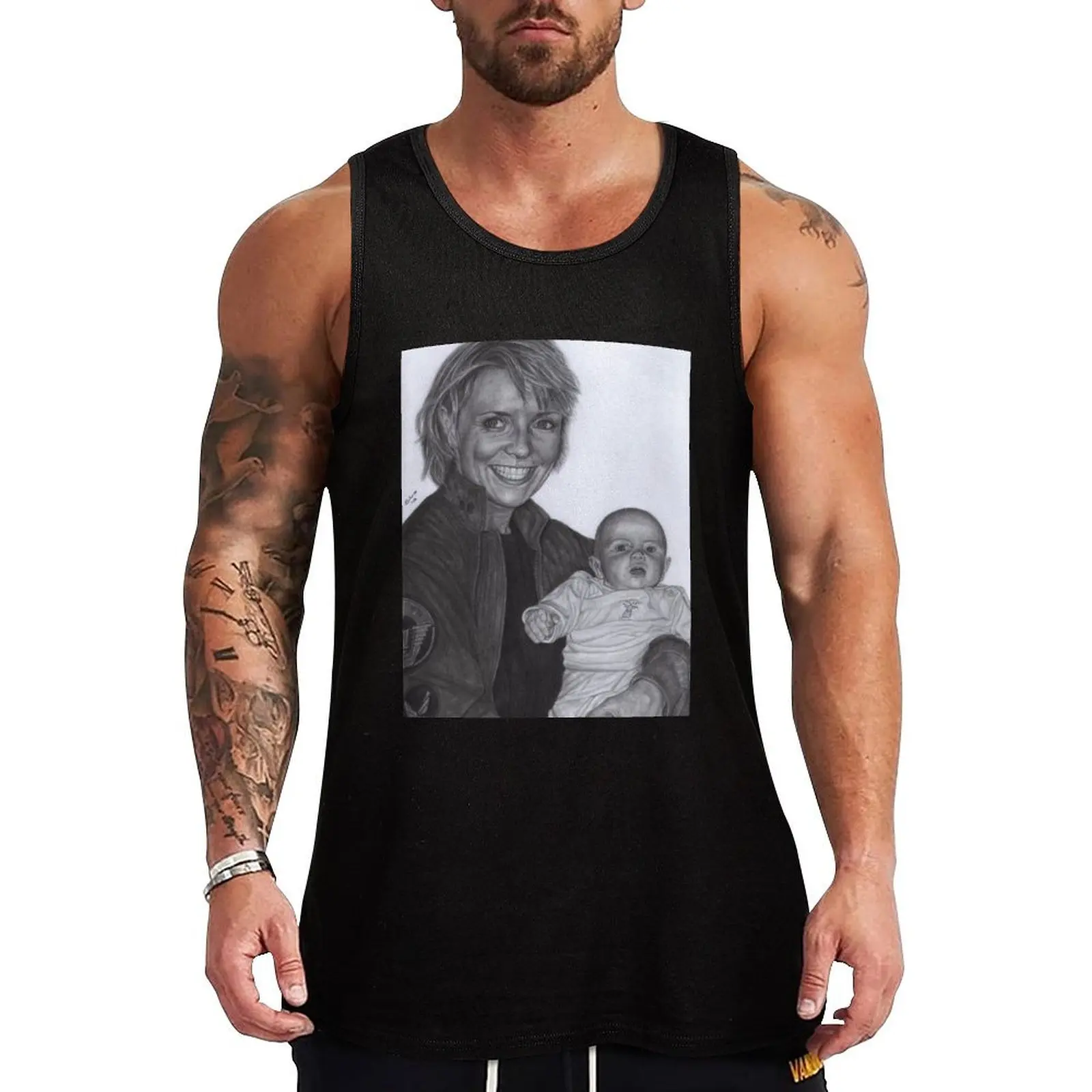 Amanda Tapping and baby Olivia Tank Top bodybuilding men sleeveless tshirts for men gym Men's t-shirts