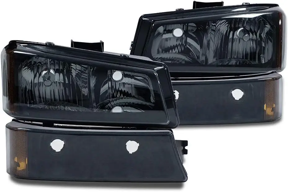 

4 Piece Headlight Assembly kit Compatible with Chevy Silverado 1500 2500 3500 1500HD 2500HD 2003-2006, Compatible with Chevy Ava