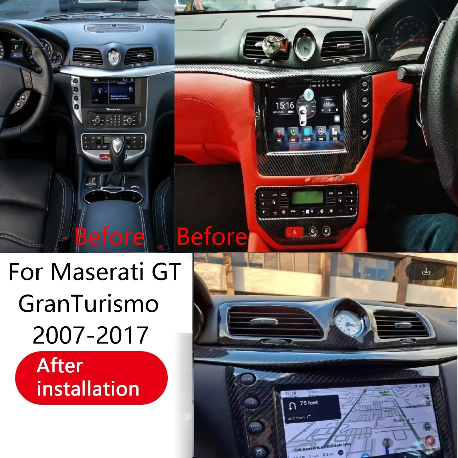 

The Latest Upgrade 2026 For Maserati GT GranTurismo 2007-2017 Car LCD clock Center Dashboard Air Vent Grille Replacement Panel