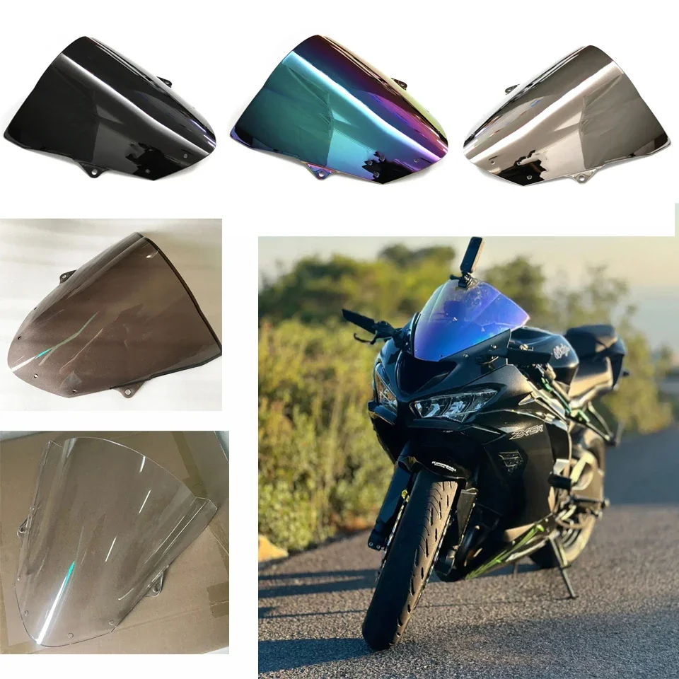 Motorcycle Double Bubble Windshield Deflector Protector Wind Screen For Kawasaki Ninja ZX6R ZX-6R 636 2009-2022 2023 ZX10R 08-10