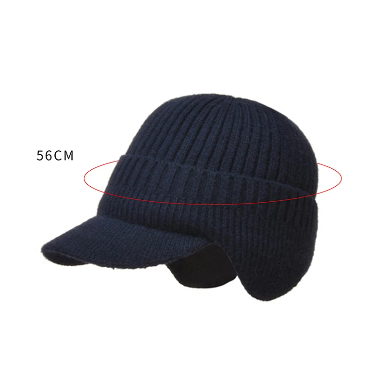 Brand Men Winter Knitted Hat Outdoor Cycling Ear Protection Warmth Peaked Cap Casual Fashion Sunhat Bomber Hats