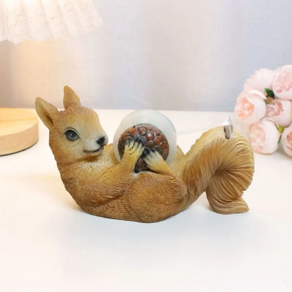 Cartoon Squirrel Tape Holder Animal Shaped Resin Squirrel Tape Dispenser Eco-friendly Squirrel Desktop Ornaments DIY Decoration