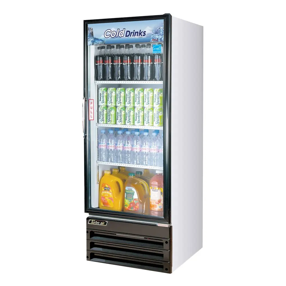 Turbo Air TGM11RV 11 cu ft Glass Door Merchandiser Energy Conserving Fan Control Tasteful Modern Appearance Double Pane Glass Doors High Density PU Insulation Adjustable Shelving