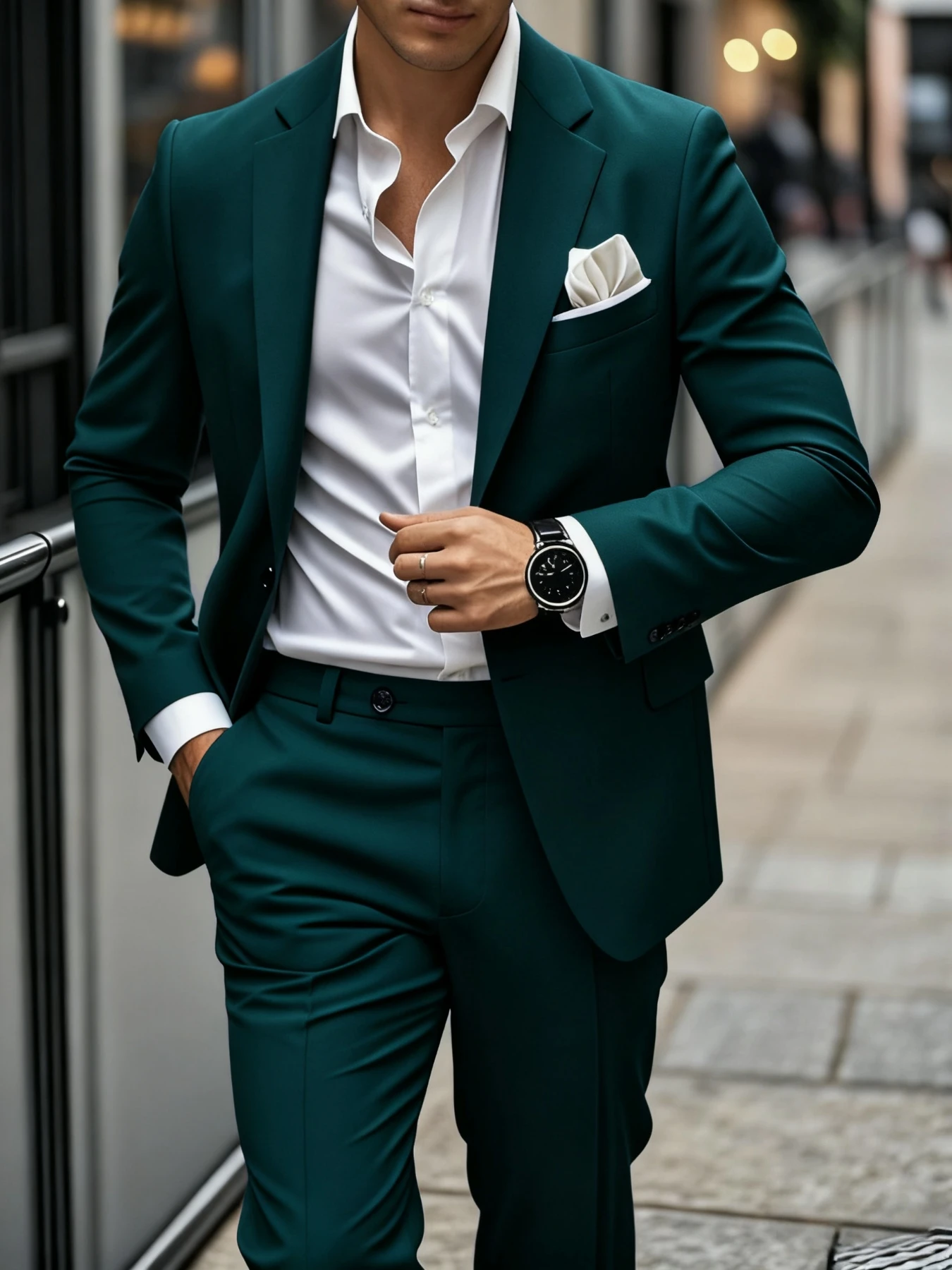 

2pcs Men's Groom Suit Set, Slim-Tailored Jacket & Trousers, Ideal for Wedding, Party, Prom And Celebration