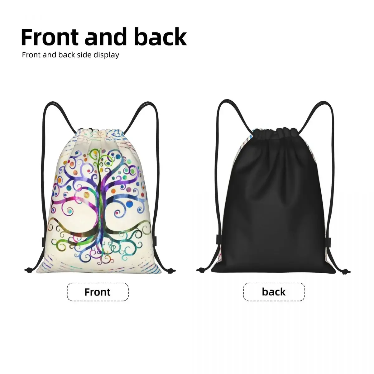 Watercolor Tree Of Life Drawstring Backpack Women Men Gym Sport Sackpack Foldable Vikings Shopping Bag Sack