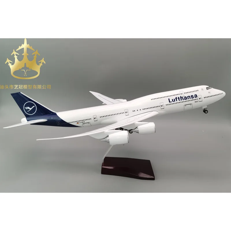 

Lufthansa B747-8 Модель самолета, имитация статического орнамента с подсветкой и колесами для мальчиков, подарок, модель игрового автомобиля без RTR