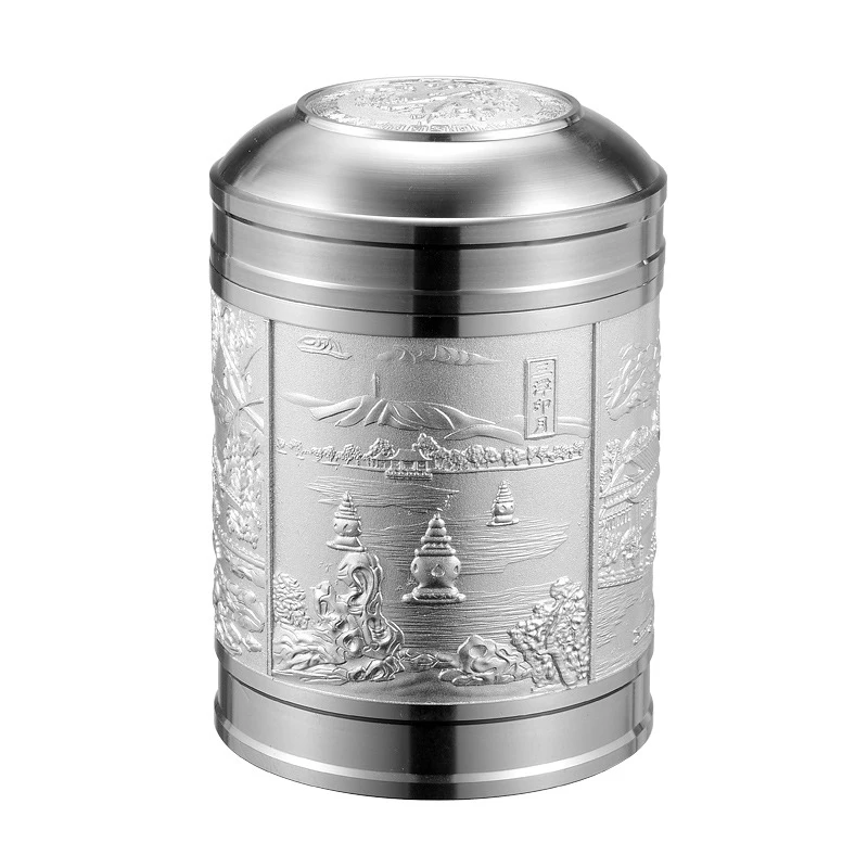 

Chinese Style Tea Storage Tin Can Large Creative Coffee Beans Metal Organizer Bottle Luxury Loose Tea Hermetic Storage Jars