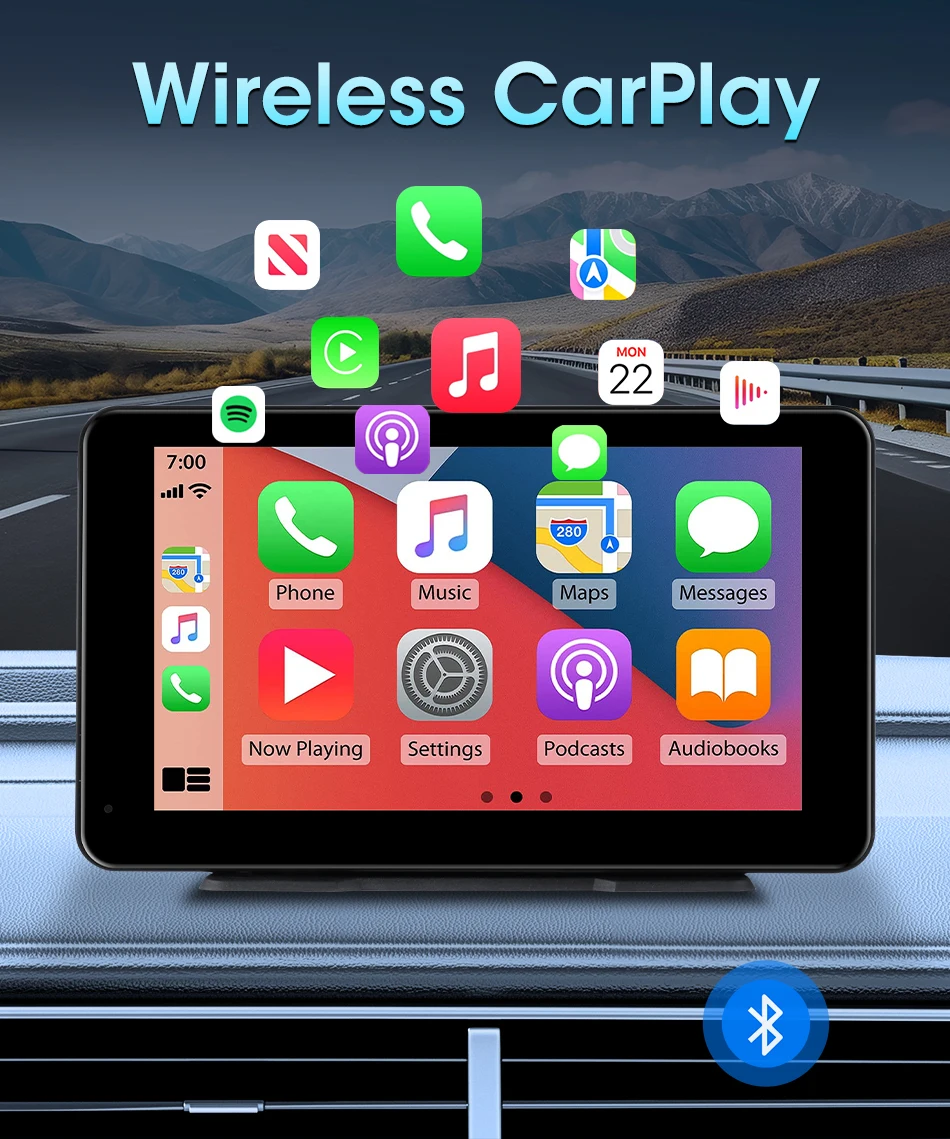 7 zoll Tragbare Auto Radio Drahtlose CarPlay Android Auto WIFI Multimedia Video Player Auto Intelligente System 5G WIFI BT FM AUX – Detail 8