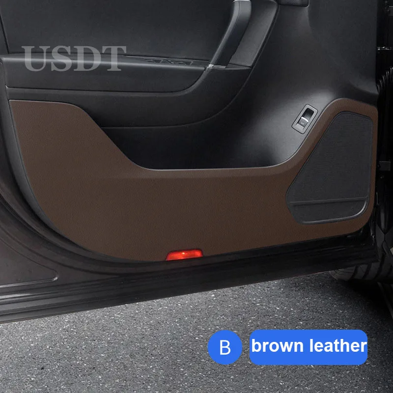 

For Volkswagen VW Touareg 2023 2022 2021 2020 2019 Accessories Leather Carbon Fiber Sticker Door Anti Kick Cover Protection Mat