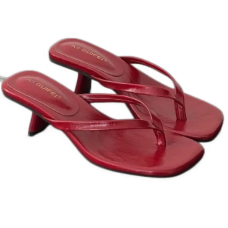Modische Damen-Slipper mit eckiger Zehenpartie, 4 cm Absatz, Sommersandalen, lässige Flip-Flops, Damen-Slipper mit dünnem Absatz, Pumps