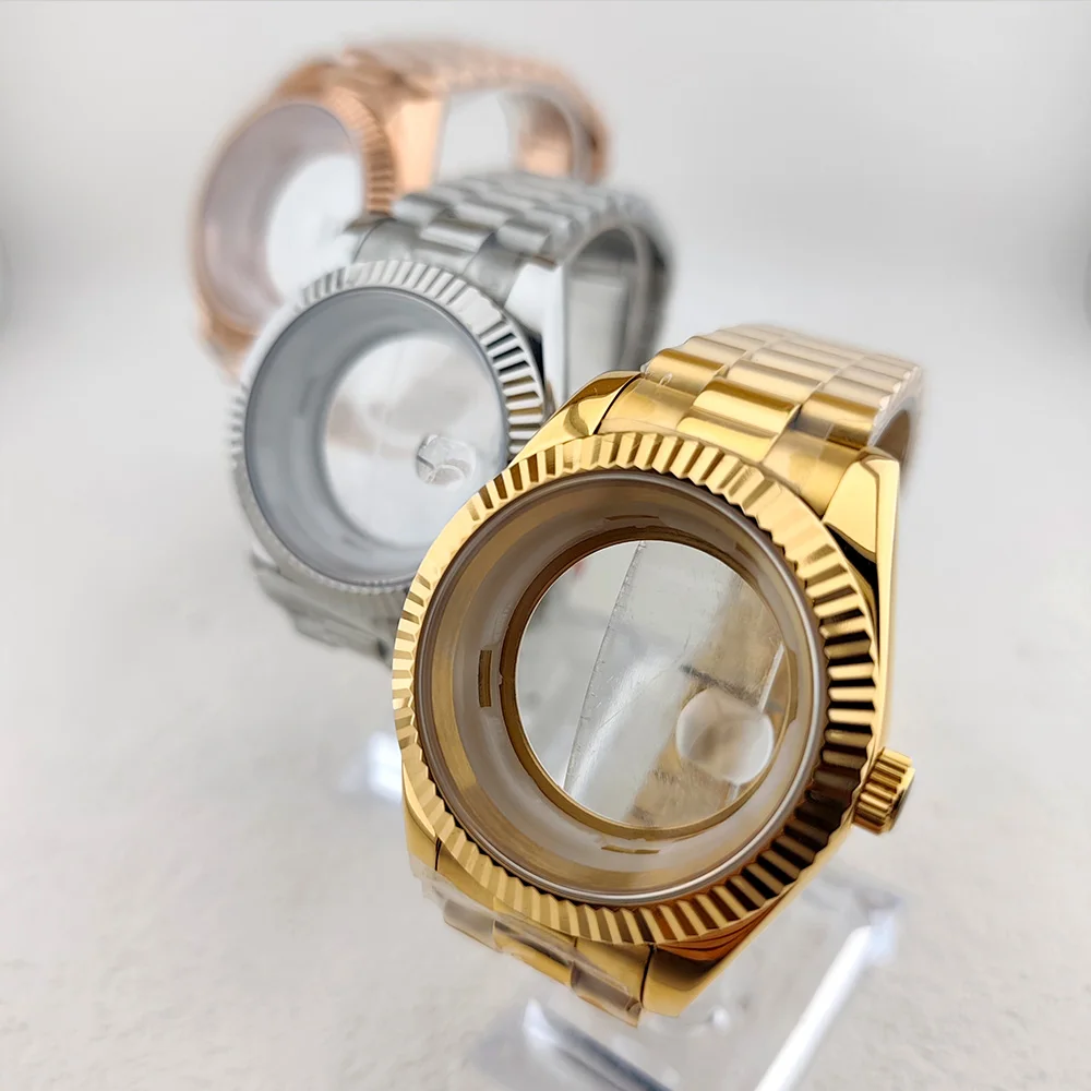 

36MM Case Miyoda 8285 Watch 904L stainlesssteel strap Sapphiremirror and stainlesssteel case accessories for 8285 MOVT