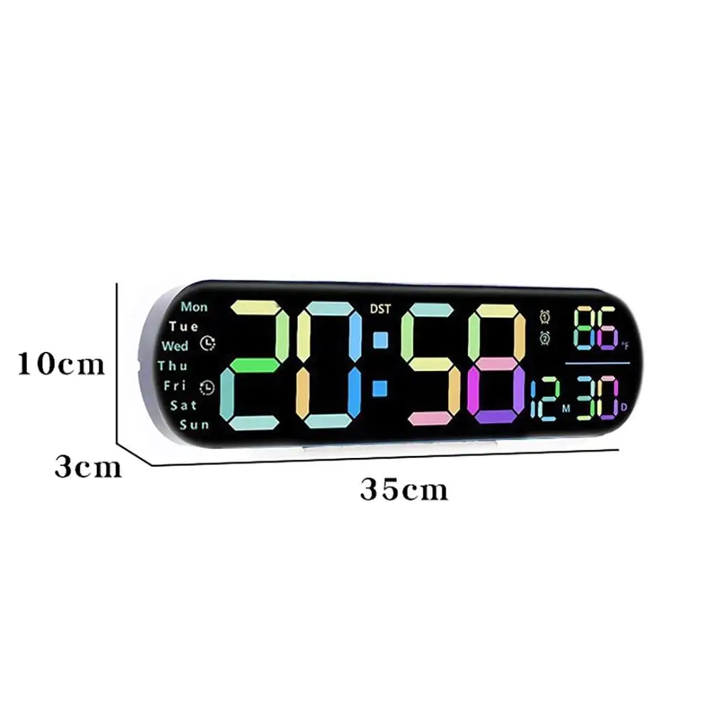 

Digital Wall Clock LED Alarm Clock With LED Control Light Brightness Ambient Colored Remote Wall Clock Dispaly Adjustable Screen