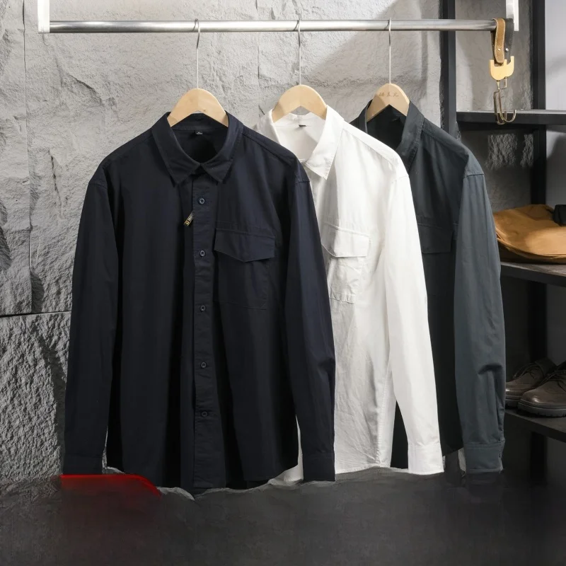 

Мужская повседневная рубашка Waed из чистого хлопка, винтажная, легкая, рабочая, универсальная, с воротником, длинный рукав, дышащая, комфортная