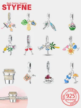 925純銀夏季串珠椰子雞尾酒紅酒咖啡吊墜,適合女士原創手鍊DIY精美珠寶禮品 10 最佳銷售 椰子女孩 - №9