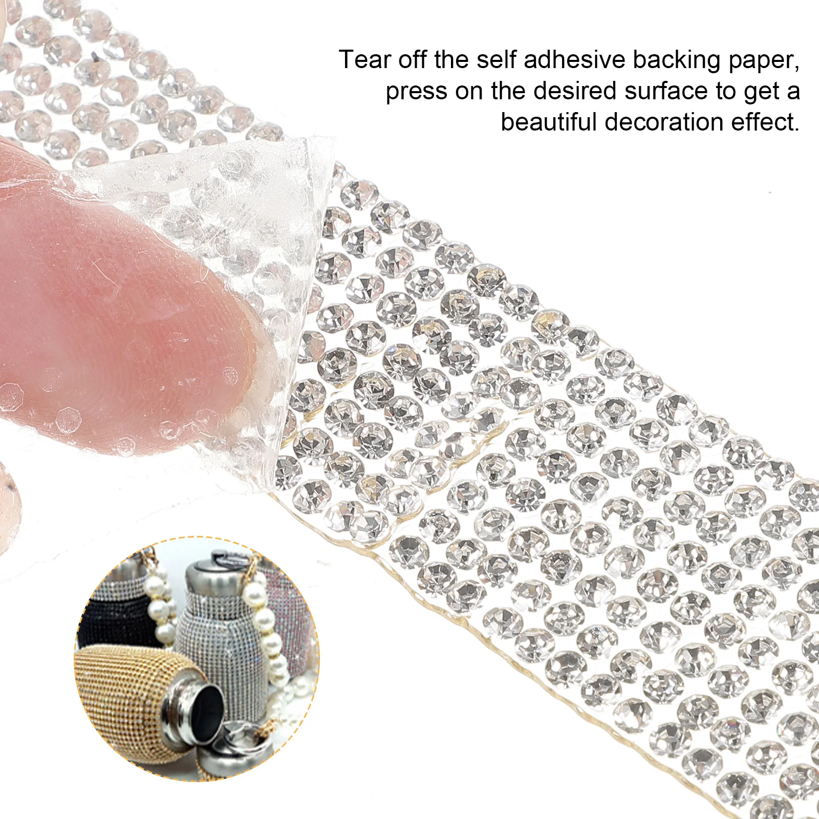 

Rhinestone Ribbon Self Adhesive Strip for Clothes Shoes Crafts Bling Stickers DIY Decor Phone Bling Rhinestone Strip Cases Gifts