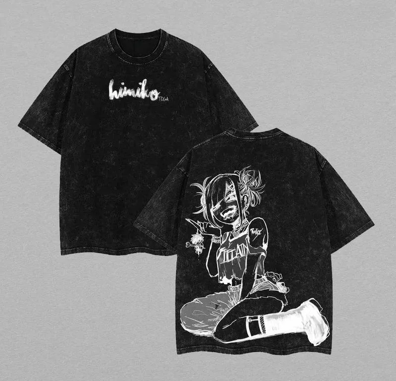 

Himiko Toga Graphic T-shirt Anime My Hero Academia Washed Retro Fashion Oversized Unisex hot product high quality Comfortable