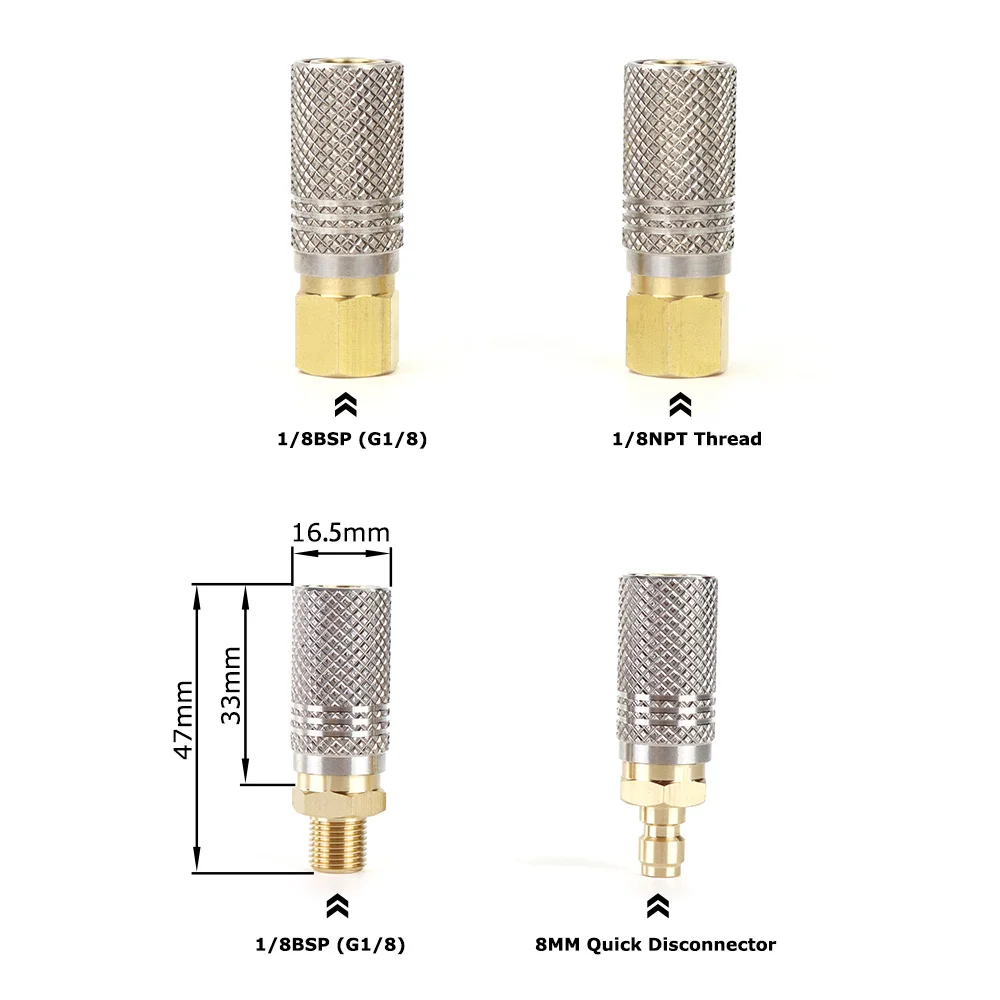 Extended Air Charging Quick Release Adapter Socket With 1/8NPT  1/8 BSP(G1/8) Thread Or Quick Plug