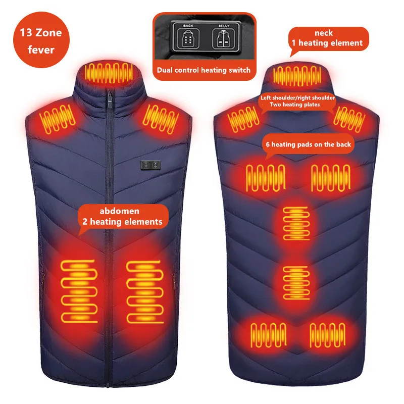 Neue Männer Casual Stehkragen Im Freien Warme Elektrische Weste Winter Usb Port Intelligente Heizung Ärmellose Mantel (Keine Power Bank) – Detail 11