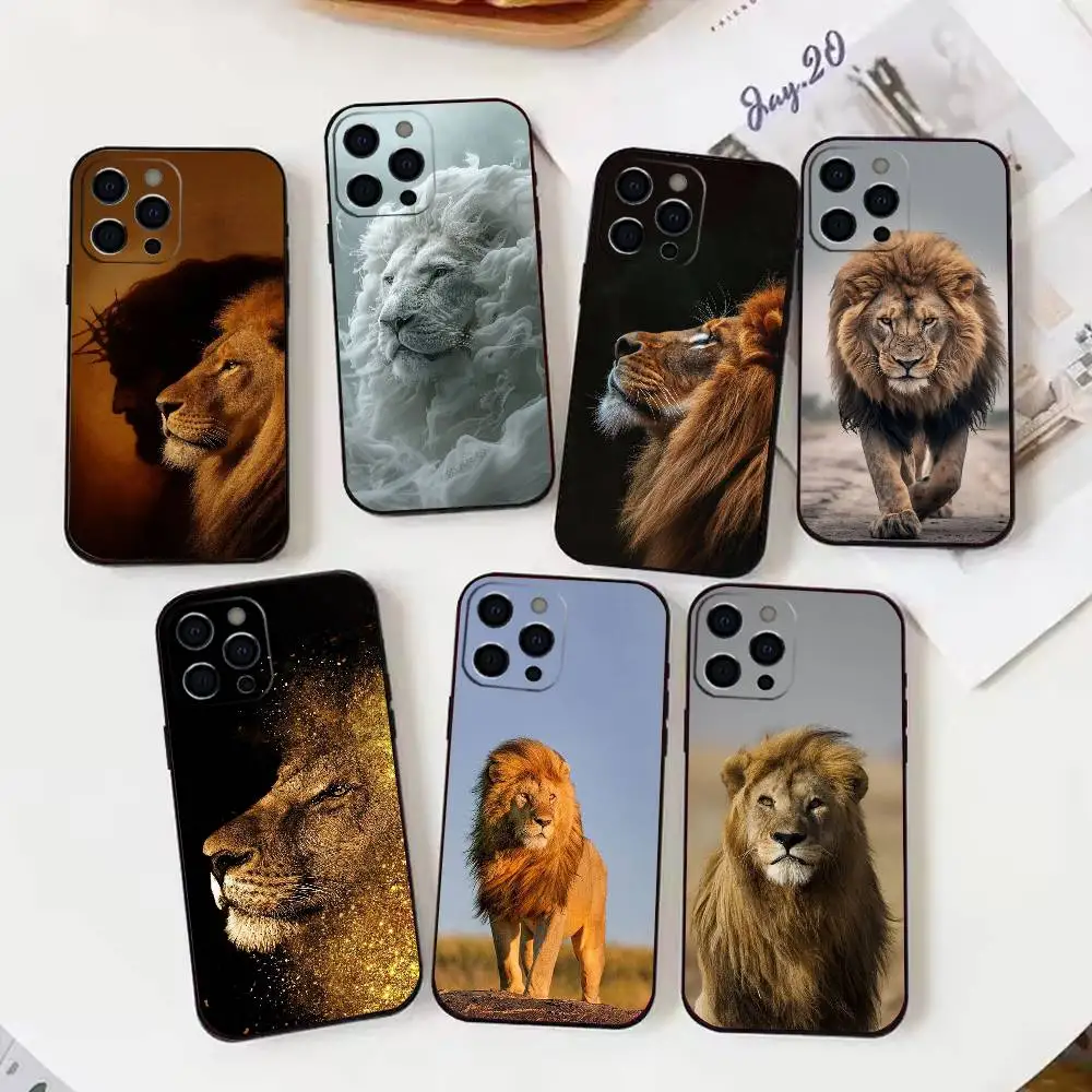 

Lion Alpha Male Cub Phone Case For iPhone17,16,15,14,13,12,11 Plus,Pro Max Soft Black Cover