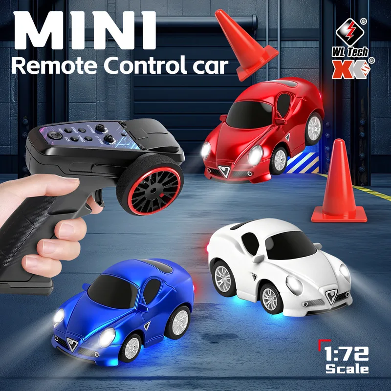 

1:72 Scale Q Version Mini RC Car Desktop Toy Gyroscope Atmosphere Light Remote Control Vehicle For Kids Adults Birthday Gift