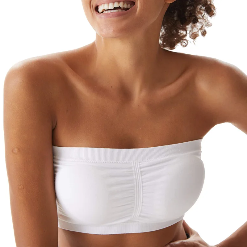 Soutien-gorge Bandeau rembourré sans bretelles pour femme, haut tubulaire sans couture, grande taille, extensible, Sexy, sans fil, été