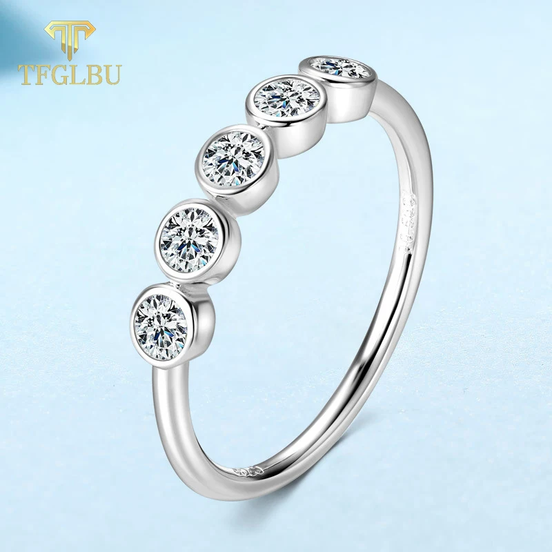 

TFGLBU New Moissanite Bubble 925 Sterling Sliver Ring for Women Shine Stackable Band Birthday Gift Original Jewelry Wholesale