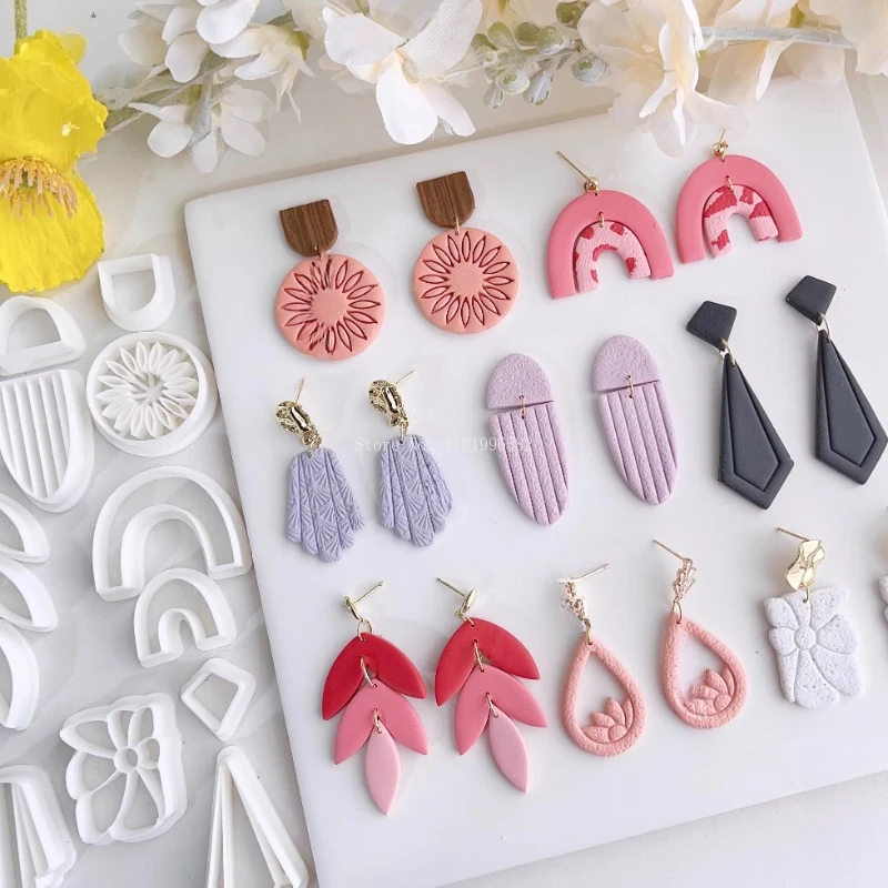 8 Styles Polymer Clay Earrings Cutting Mold Ceramic Mold DIY Handwork Making  Earrings Jewelry Pendant Cutting Shape Tools