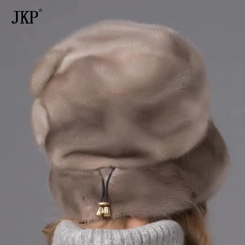 Beanies Fashion Cap Female Woman Hats Keep Warm Winter Hat Bonnets for Women Luxury Wedding Ceremony Elegant Real Mink Fur Caps