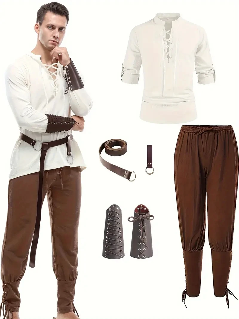 

Men's Viking Renaissance Style Clothing, Shirt and Trousers Suits, Medieval Viking Gothic Celtic Pirate clothing.