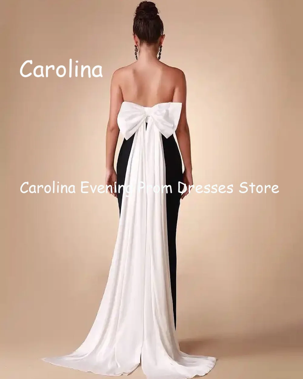 Carolina Satin Mermaid Strapless Bow Ruffle Prom Gown Popular Ankle Length Evening Formal Elegant Party Dress for Women 2023