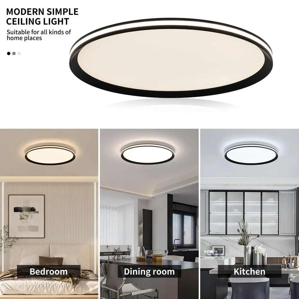 Picture 3: Metal LED Ceiling Lights Fixtures,Slim, Edge Lit 51CM Full Spectrum Smart Round Ceiling Lamps,30006500K Modern Ultra Thin Low P