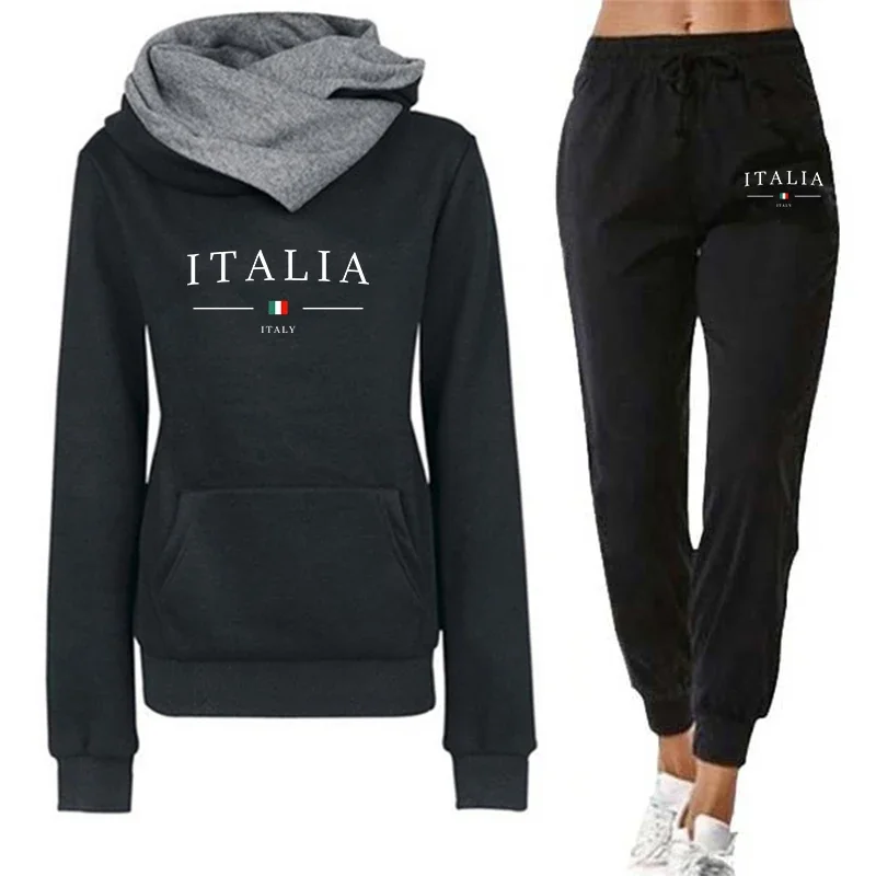 Women's Tracksuit Printing Casual Hoodie Sweatshirts 2 Pcs Suit Outdoors Sports Jogging Clothing Quality Autumn Winter Pants Set