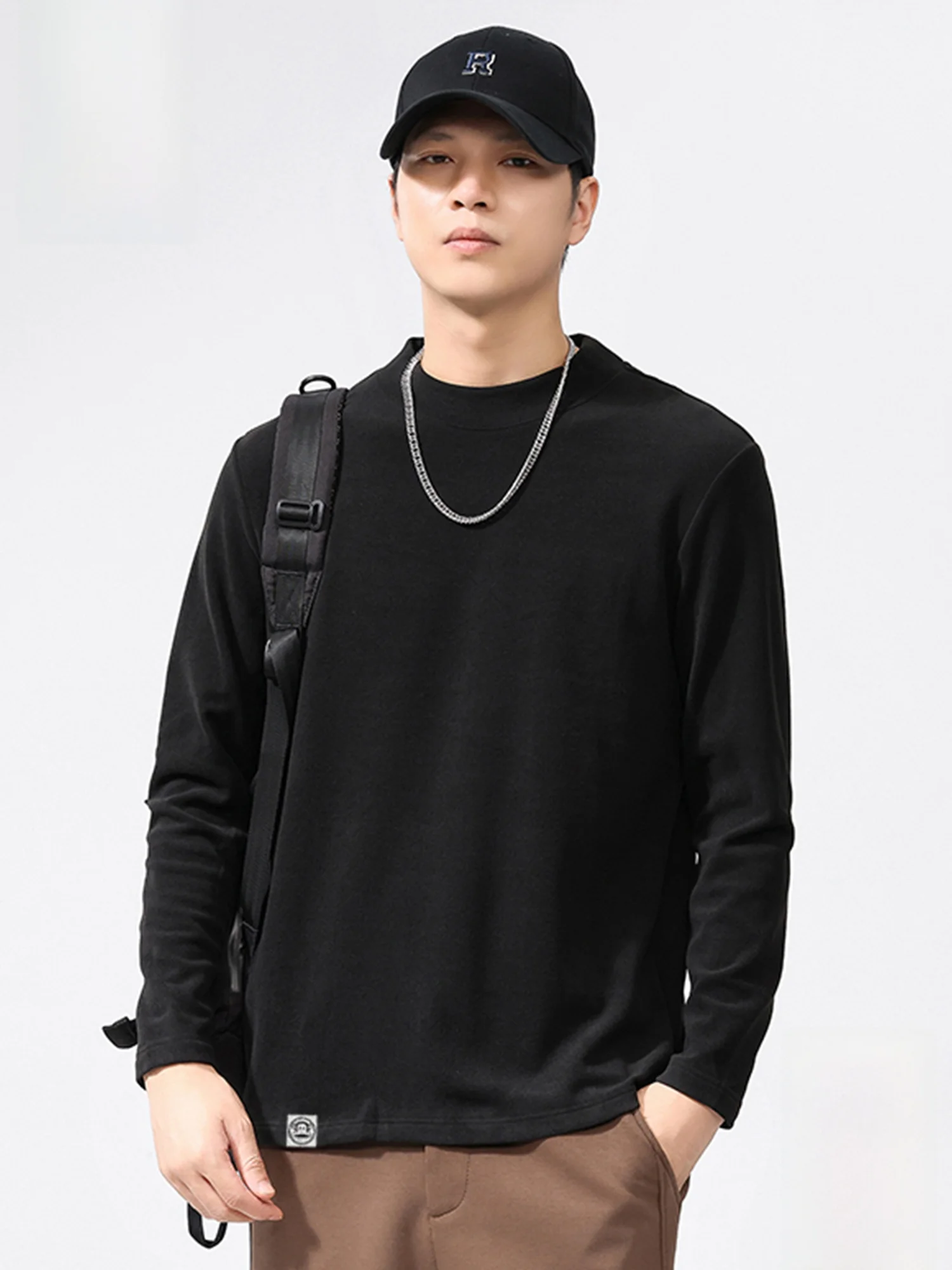 

Теплая футболка Paul Frank с длинным рукавом, мужская, базовая, однотонная, с высоким воротником, осенняя, базовый слой, повседневная, удобная, из полиэстера.