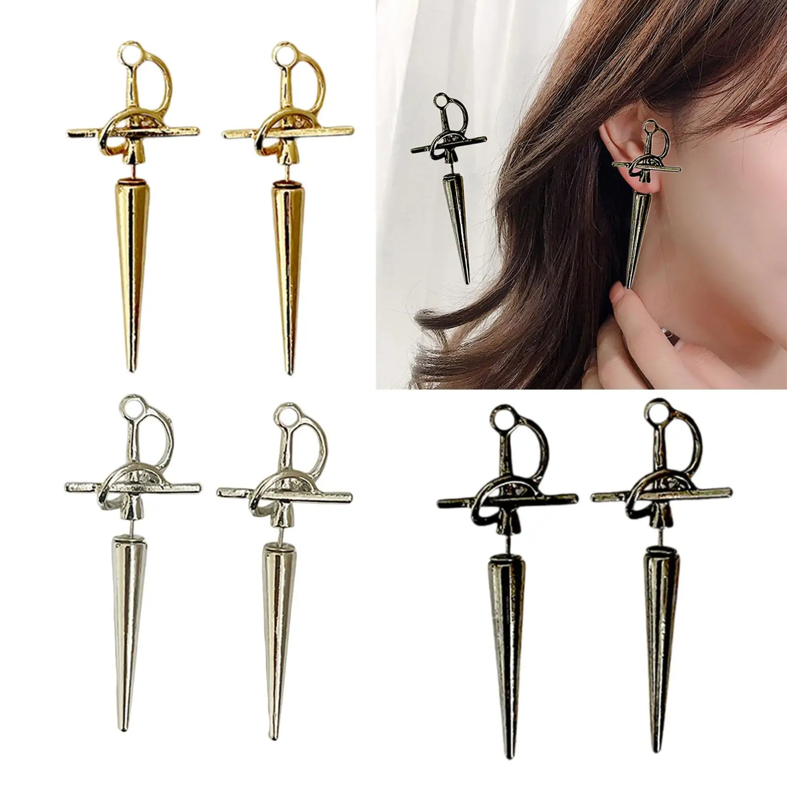 2-6pack Gothic Sword Earrings Medieval Renaissant Costume Accessory Jewelry