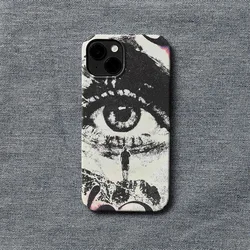 Creative Man in Gazing Eye Artistic Black & White World Phone Case for iPhone 16 15 14 11 12 13 Pro Max Plus Back Cover